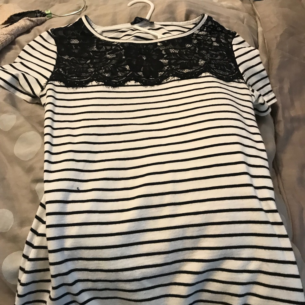 shirt- cute, black and white with lace at the top
